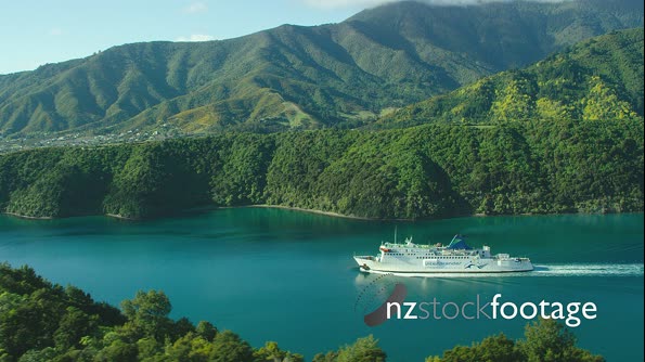 Inter Islander Ferry Marlborough Sound Aerial 4K 28207