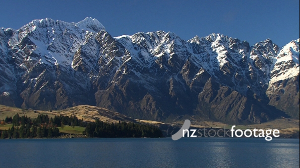 Snow capped peaks of the Remarkable mountains in New Zealand
