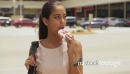 Business Woman Eating Donut For Breakfast Commuting To Work 14293