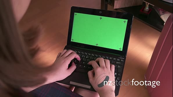 Pc Computer Green Screen Monitor Asian Businesswoman Business Woman Working 20984