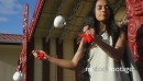 Young Maori Woman Poi Dancer on Marae Slow Motion T6 25574