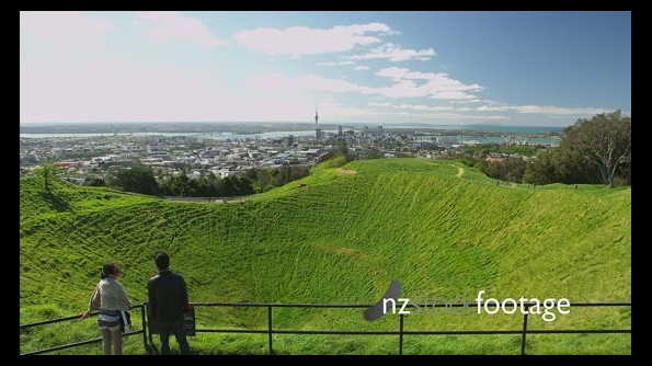 View of Mount Eden Crater with Auckland Downtown in Background 25895