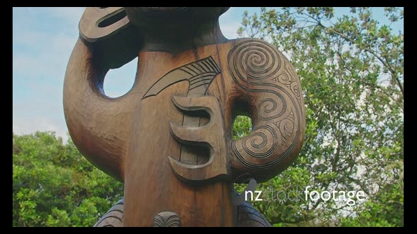 Maori Carving at Karekare beach, Auckland, New Zealand 26702