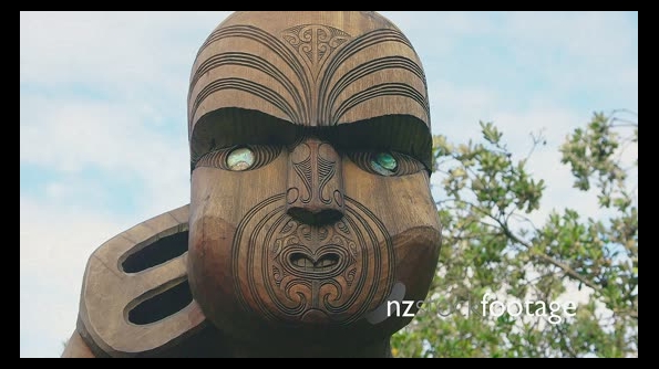 Maori Carving at Karekare beach, Auckland, New Zealand 26706