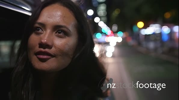 Young Woman Car Window City Lights1 26881