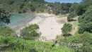 Aerial flying over little Oneroa beach, waiheke island, Auckland, New Zealand 27024