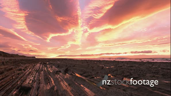 Stunning sunrise over coastal rock layers, Wairarapa Coast, New Zealand 28336