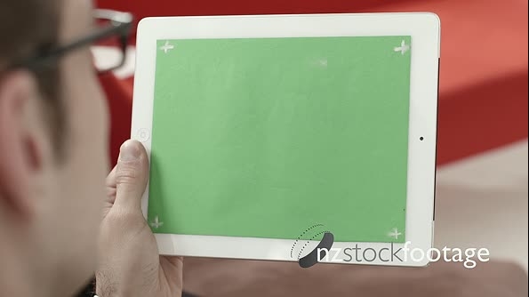 Man Using Digital Tablet Pc Ipad With Green Screen 6295